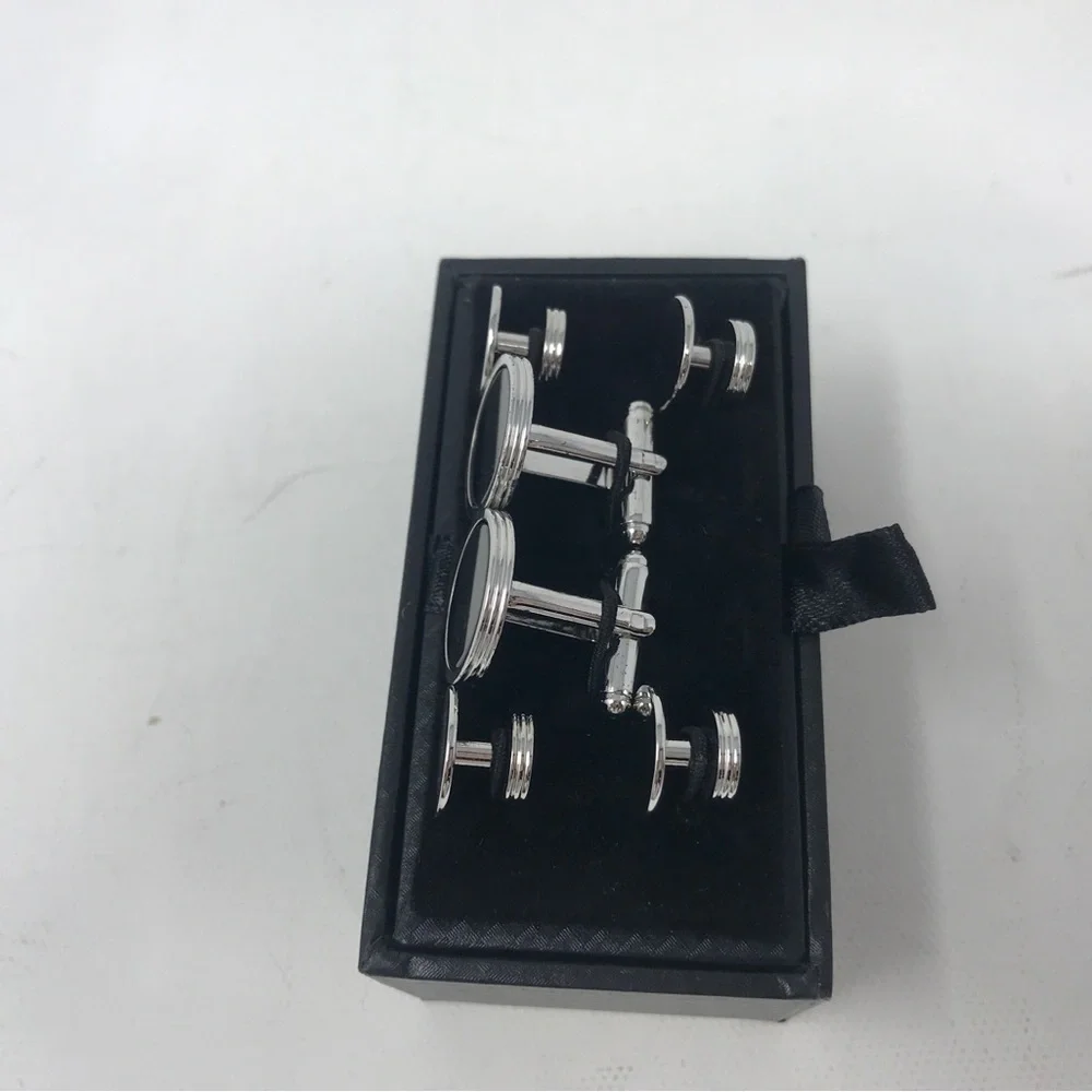Ike Behar 6 Piece Stud/Cufflink Set, New in Box - Black/Silver